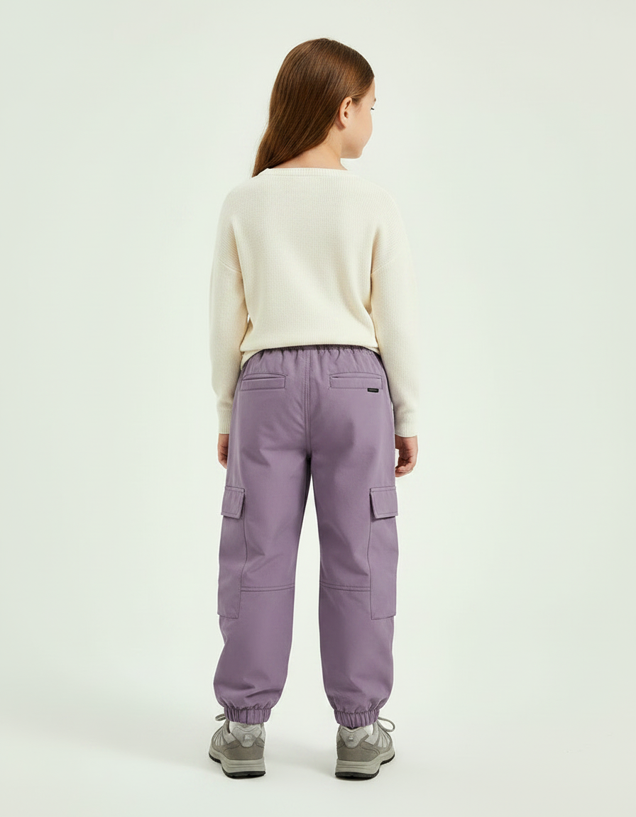 Pantalon Randonnée Violet Cargo Enfant Doublé Polaire - Polyester - vue 2
