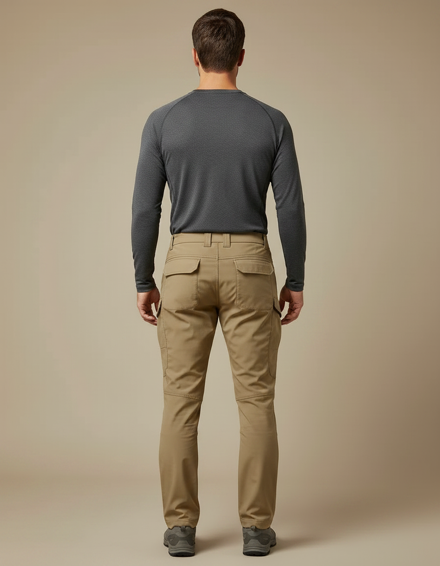 Pantalon Randonnée Kaki Cargo Homme Chaud Épais - Polyester - vue 2