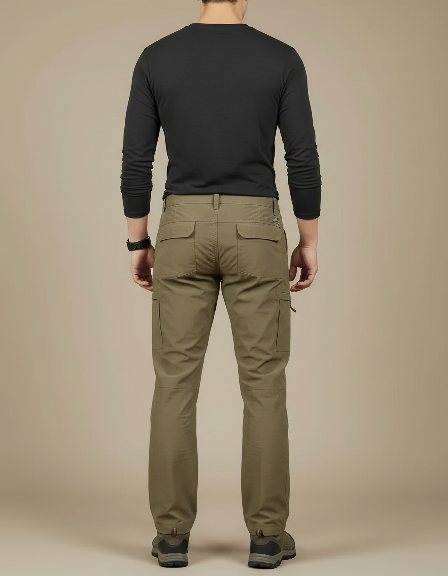 Pantalon Randonnée Cargo Homme Kaki Thermique Doublé - Polyester - vue 2