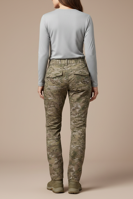 Pantalon Randonnée Camouflage Slim Fit Imperméable Femme - Multicolore Polyester - vue 2