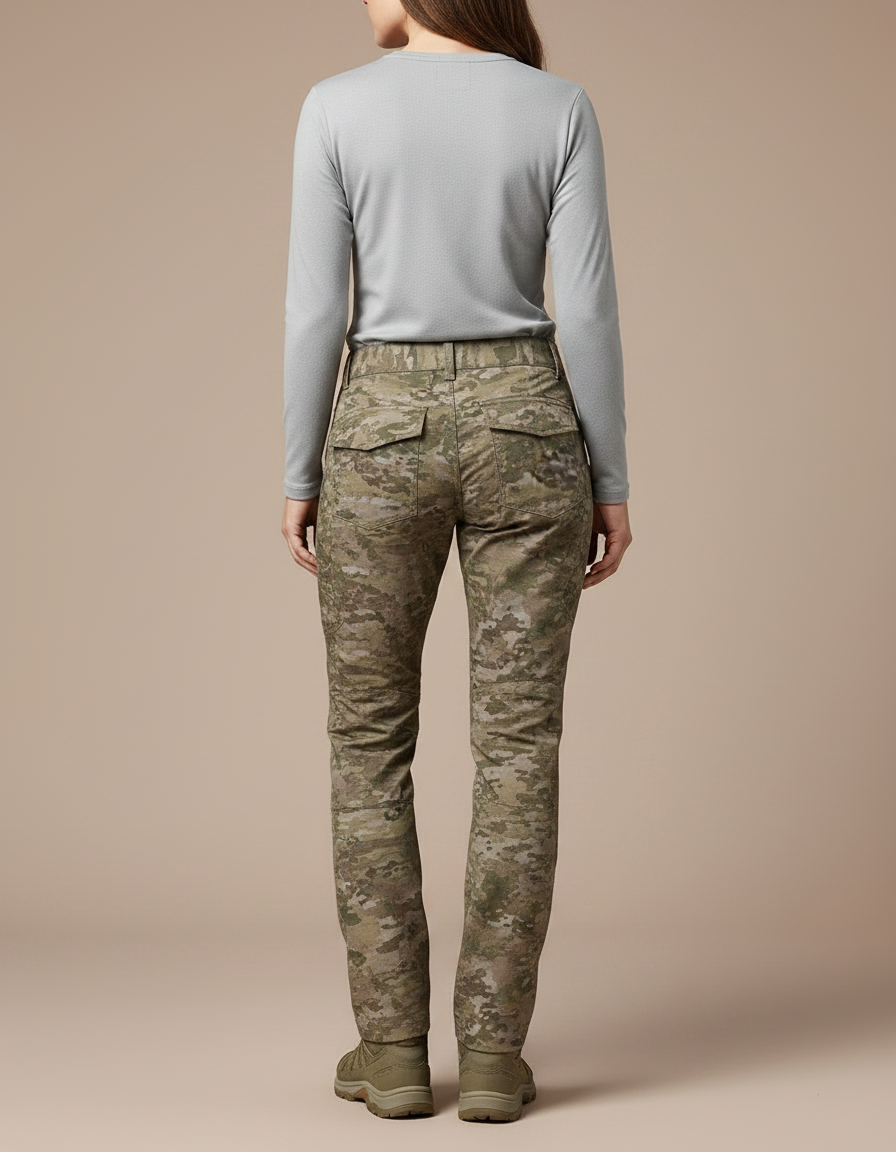 Pantalon Randonnée Camouflage Slim Fit Imperméable Femme - Multicolore Polyester - vue 2