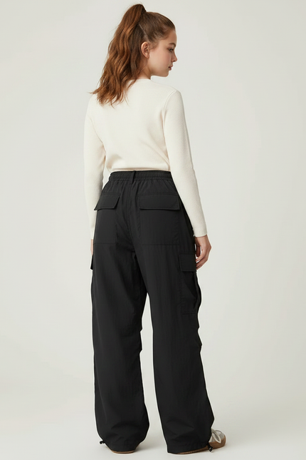 Pantalon Randonnée Noir Ample Cargo Décontracté Femme - Polyester - vue 2