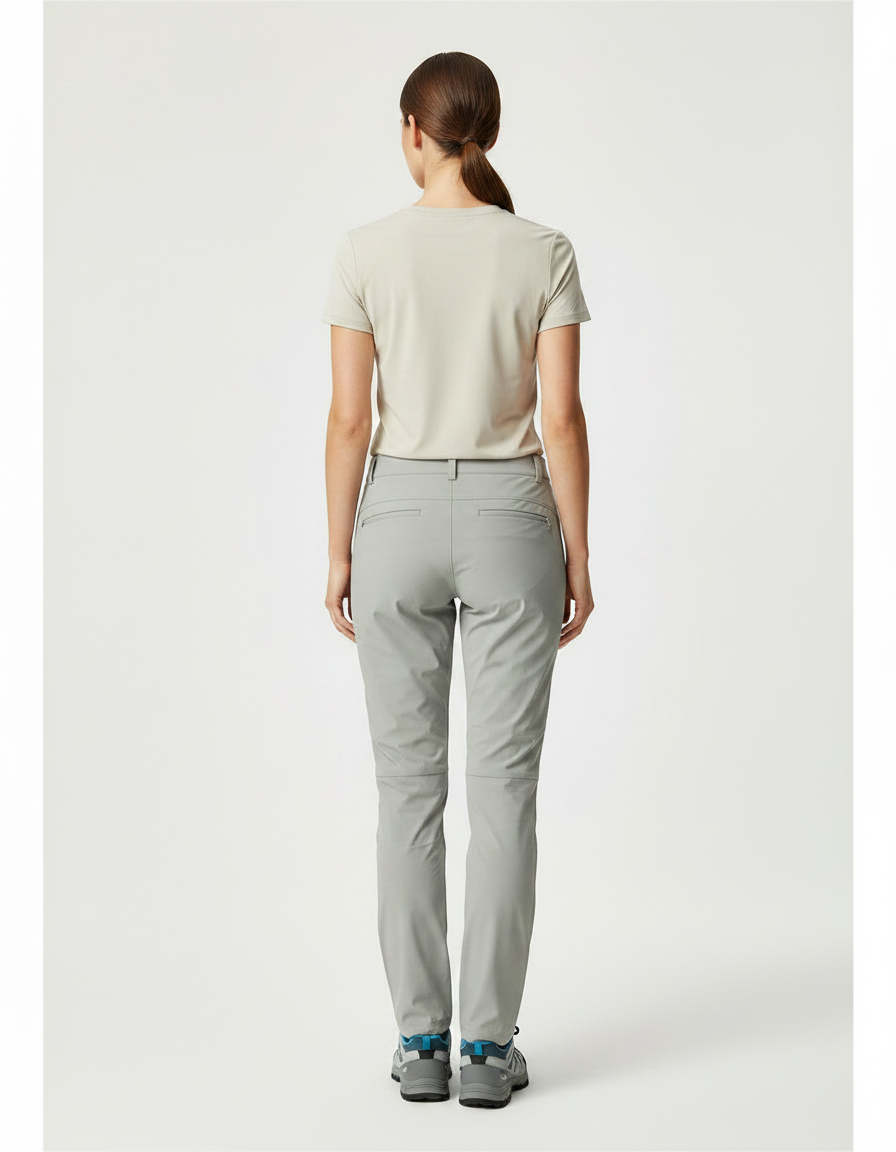 Pantalon Randonnée Gris Clair Femme Stretch Léger - Polyester - vue 2