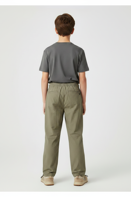 Pantalon Randonnée Kaki Enfant Ample Léger Cordon - Polyester - vue 2