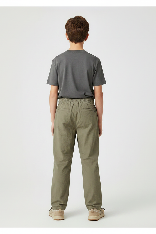 Pantalon Randonnée Kaki Enfant Ample Léger Cordon - Polyester - vue 2