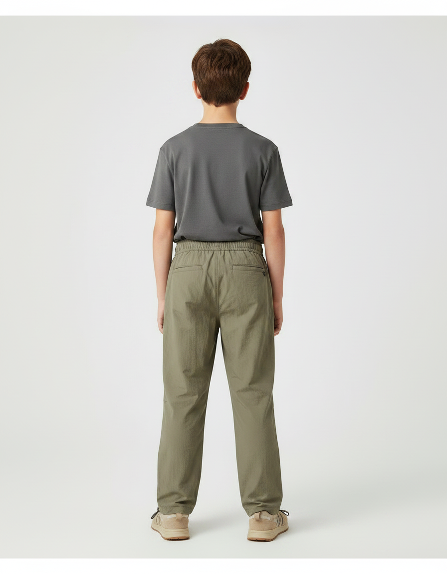 Pantalon Randonnée Kaki Enfant Ample Léger Cordon - Polyester - vue 2
