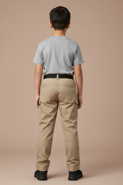 Pantalon Randonnée Beige Enfant Tactique Résistant Multipoches - Polyester - vue 2