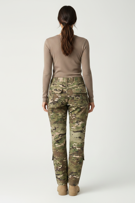 Pantalon Randonnée Multicam Cargo Robuste Femme - Multicolore Toile - vue 2