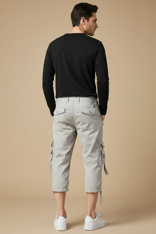 Pantalon Randonnée Capri Cargo Gris Décontracté Homme - Toile - vue 2