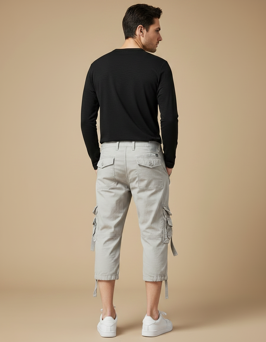 Pantalon Randonnée Capri Cargo Gris Décontracté Homme - Toile - vue 2