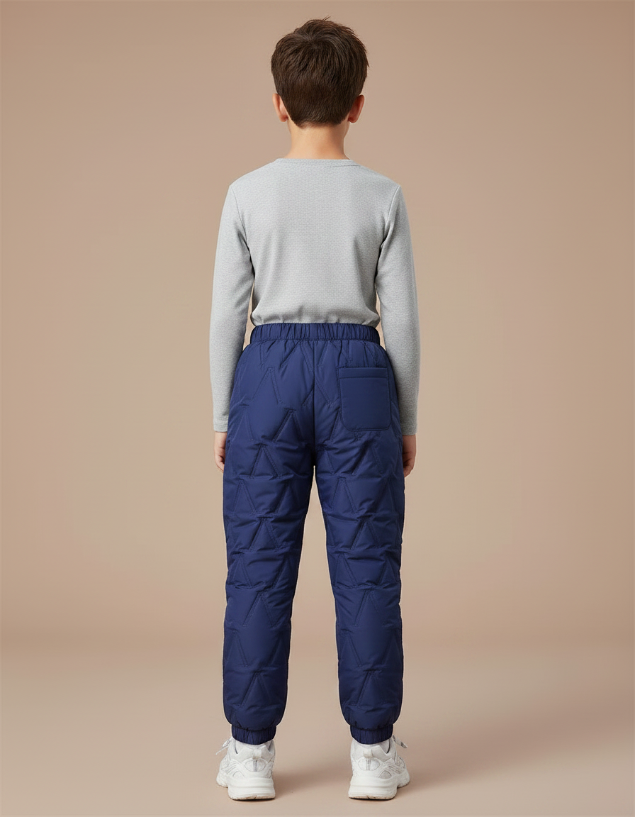 Pantalon Randonnée Enfant Matelassé Bleu Marine Hiver - Polyester - vue 2