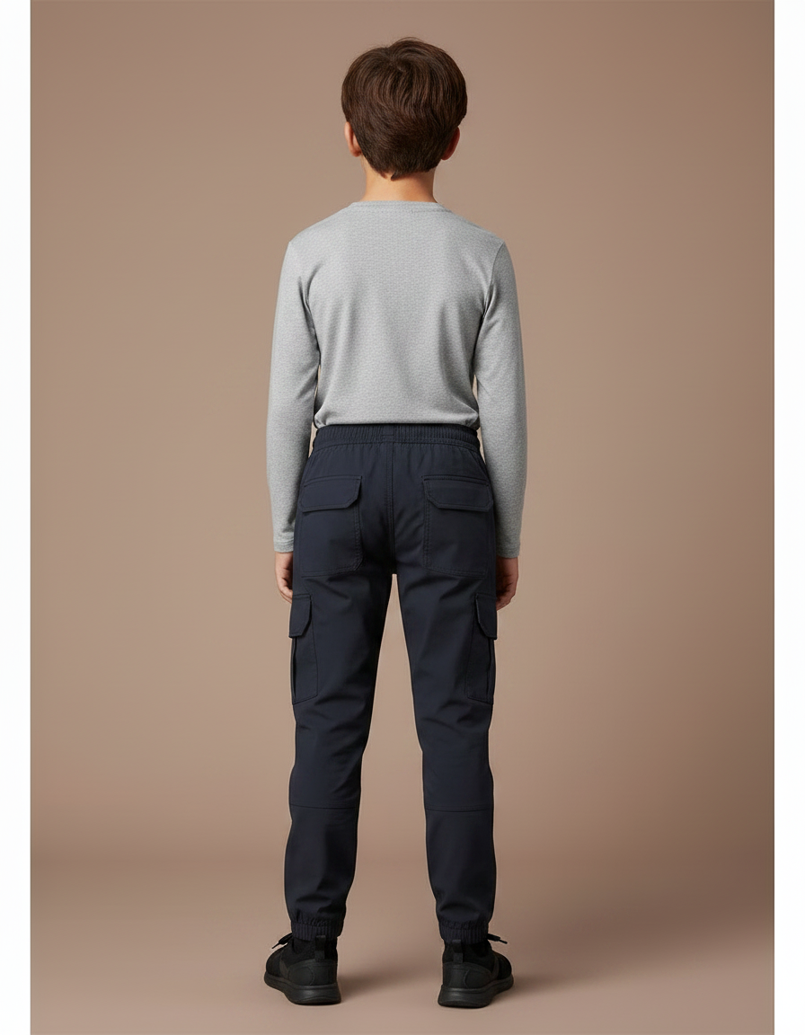 Pantalon Randonnée Marine Cargo Coton Enfant - vue 2