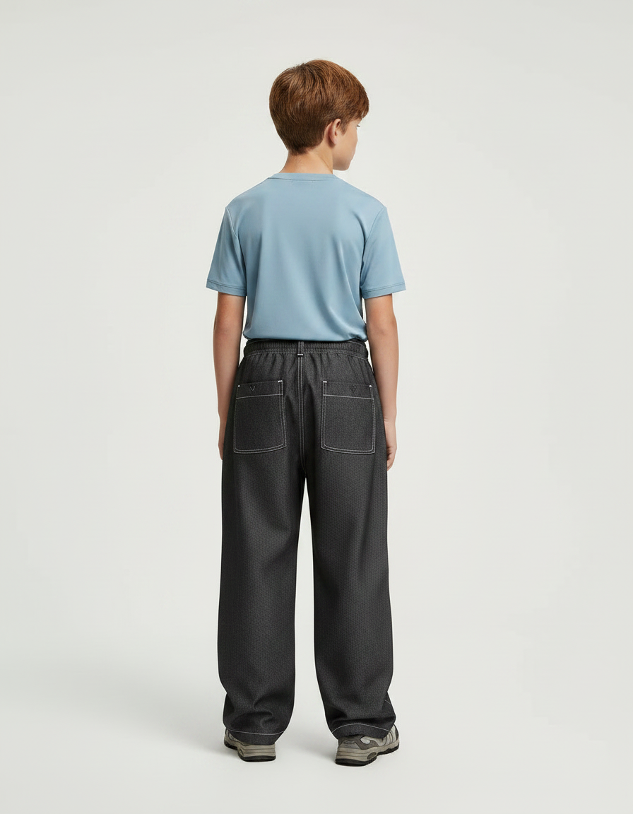 Pantalon Randonnée Gris Ample Cordon Enfant Sport - Polyester - vue 2