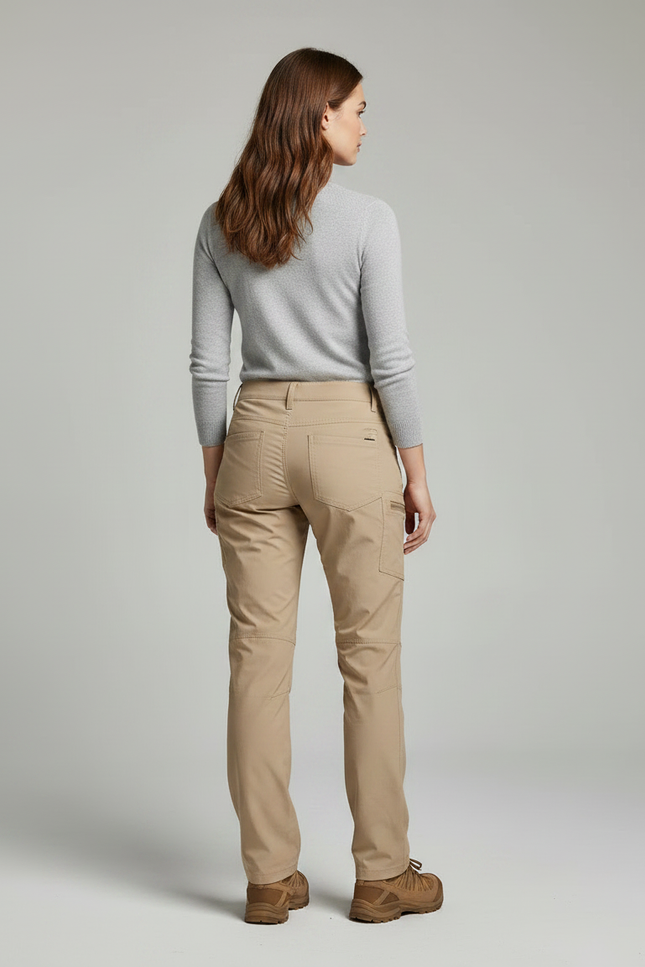Pantalon Randonnée Femme Beige Cargo Coupe Droite - Polyester - vue 2