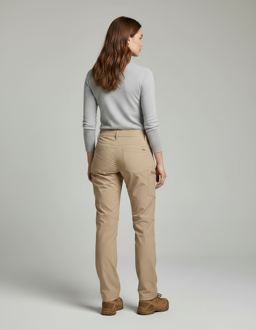 Pantalon Randonnée Femme Beige Cargo Coupe Droite - Polyester - vue 2