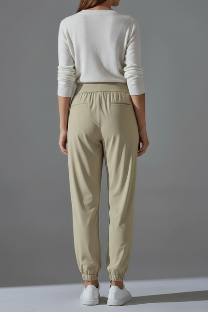 Pantalon Randonnée Beige Fluide Cordon Chevilles Élastiquées - Polyester - vue 2