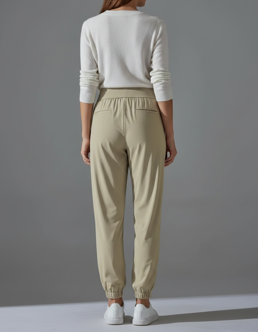Pantalon Randonnée Beige Fluide Cordon Chevilles Élastiquées - Polyester - vue 2