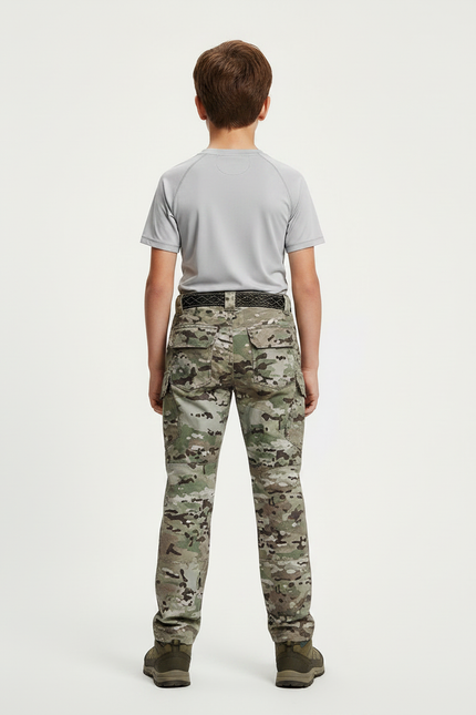 Pantalon Randonnée Camouflage Militaire Multi-Poches Enfant - Multicolore Polyester - vue 2