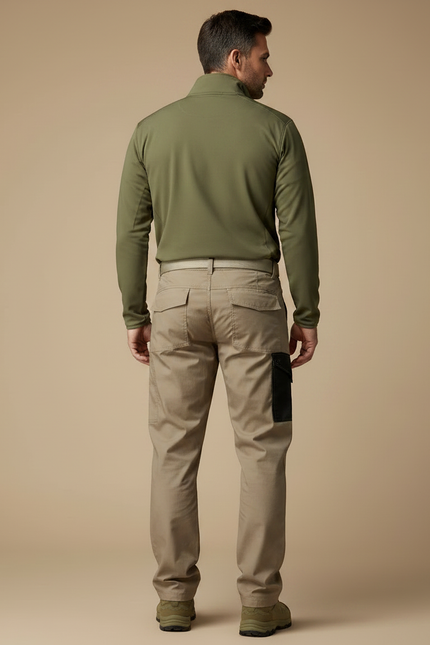 Pantalon Randonnée Beige Cargo Multi-Poches Décontracté Homme - Toile - vue 2