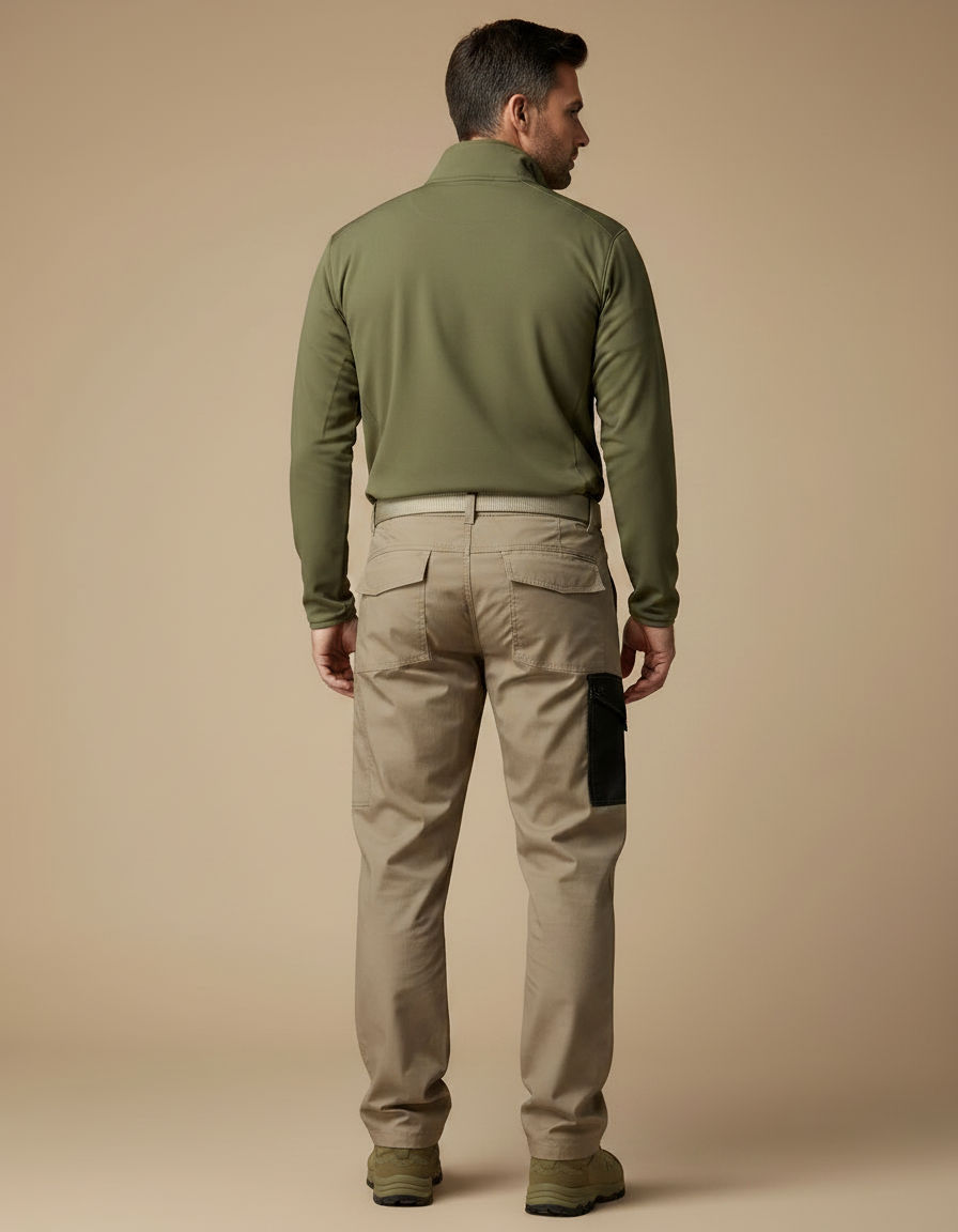 Pantalon Randonnée Beige Cargo Multi-Poches Décontracté Homme - Toile - vue 2