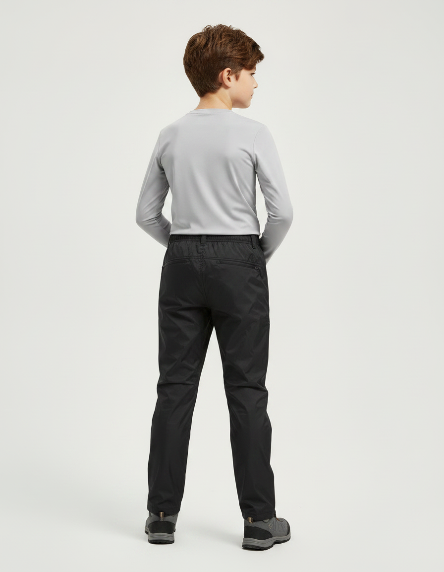 Pantalon Randonnée Noir Imperméable Léger Enfant - Polyester - vue 2