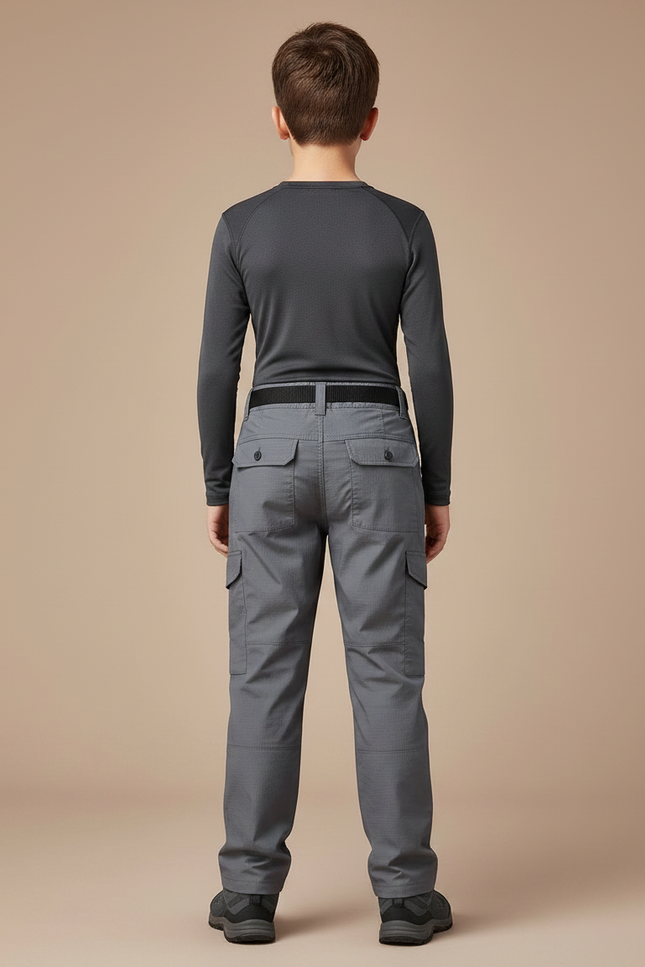 Pantalon Randonnée Gris Cargo Tactique Enfant - Polyester - vue 2