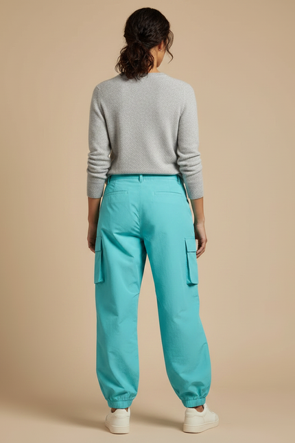 Pantalon Randonnée Turquoise Cargo Ample Décontracté Femme - Bleu Polyester - vue 2