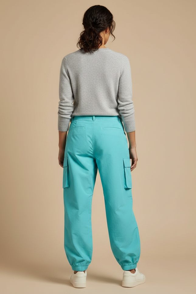Pantalon Randonnée Turquoise Cargo Ample Décontracté Femme - Bleu Polyester - vue 2