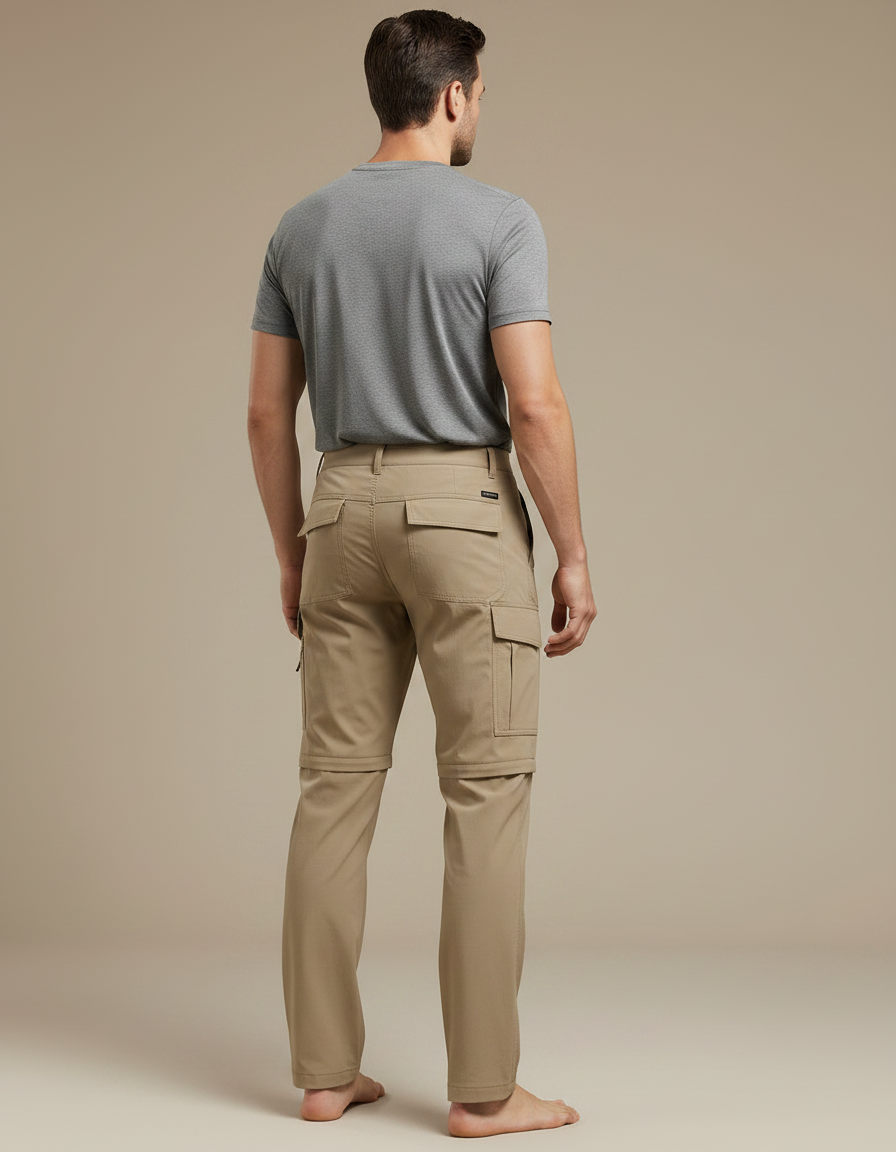 Pantalon Randonnée Convertible Beige Multi-Poches Homme - Polyester - vue 2