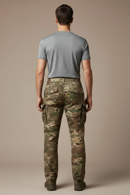 Pantalon Randonnée Camouflage Militaire Cargo Résistant Homme - Multicolore Toile - vue 2