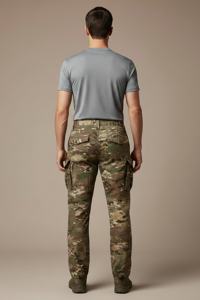 Pantalon Randonnée Camouflage Militaire Cargo Résistant Homme - Multicolore Toile - vue 2
