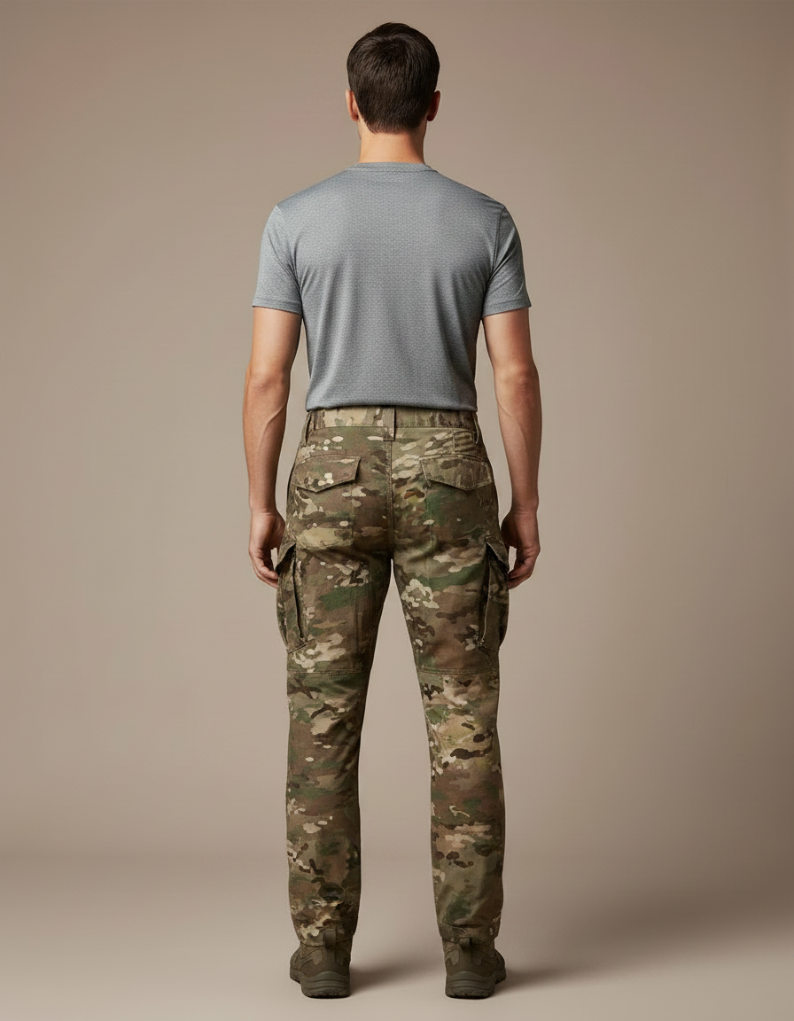 Pantalon Randonnée Camouflage Militaire Cargo Résistant Homme - Multicolore Toile - vue 2