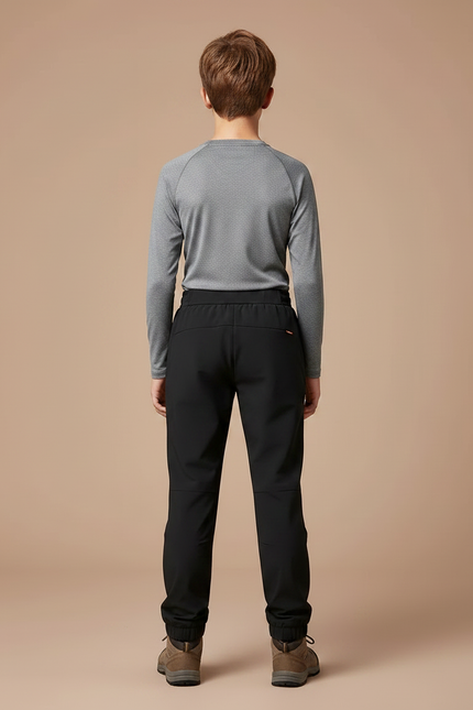 Pantalon Randonnée Noir Enfant Imperméable Élastique Doublé - Polyester - vue 2