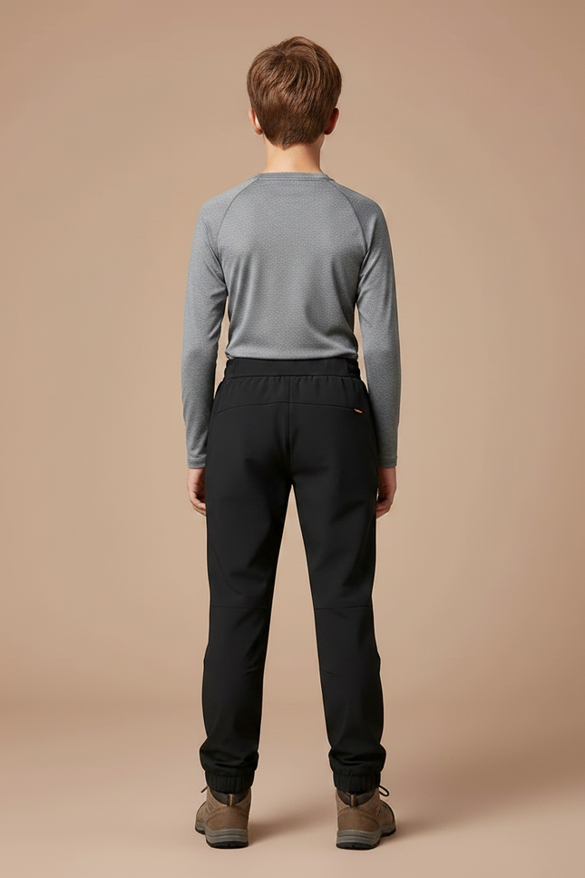 Pantalon Randonnée Noir Enfant Imperméable Élastique Doublé - Polyester - vue 2