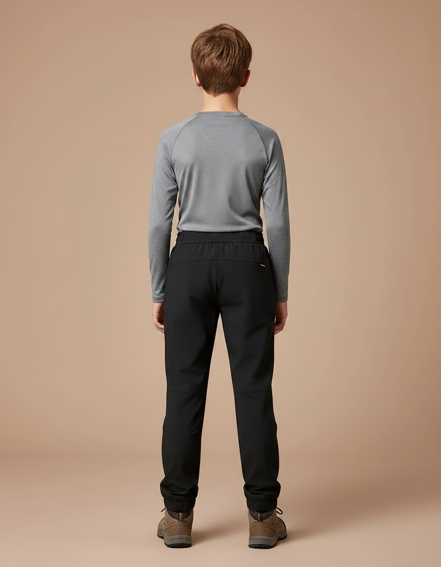 Pantalon Randonnée Noir Enfant Imperméable Élastique Doublé - Polyester - vue 2