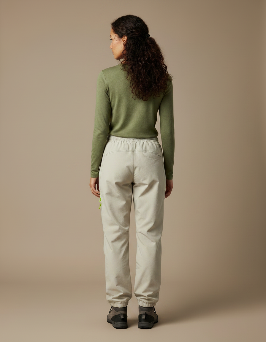 Pantalon Randonnée Beige Femme Ample Cordon Zippé - Polyester - vue 2