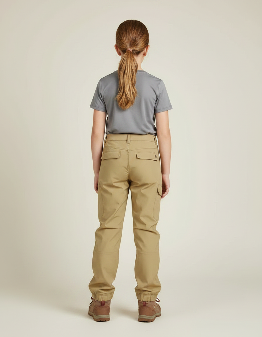 Pantalon Randonnée Kaki Confortable Multipoches Enfant - Polyester - vue 2