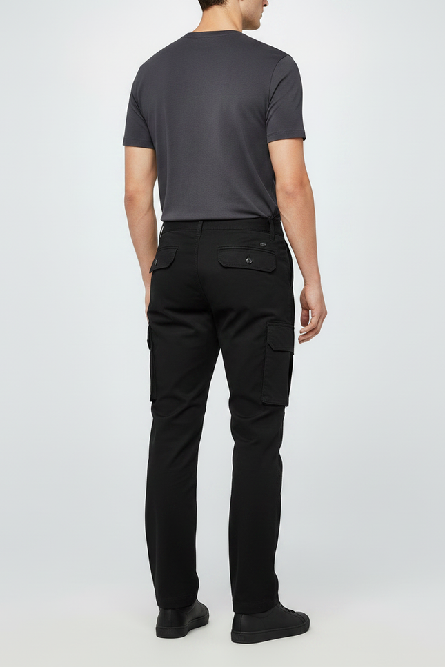 Pantalon Randonnée Noir Cargo Droit Coton Homme - Toile - vue 2