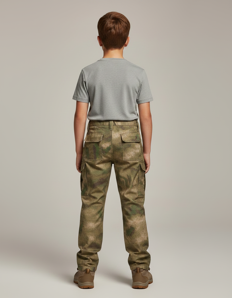 Pantalon Randonnée Camouflage Cargo Enfant Militaire Robuste - Multicolore Polyester - vue 2