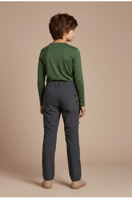 Pantalon Randonnée Gris Coupe Droite Enfant Léger - Polyester - vue 2