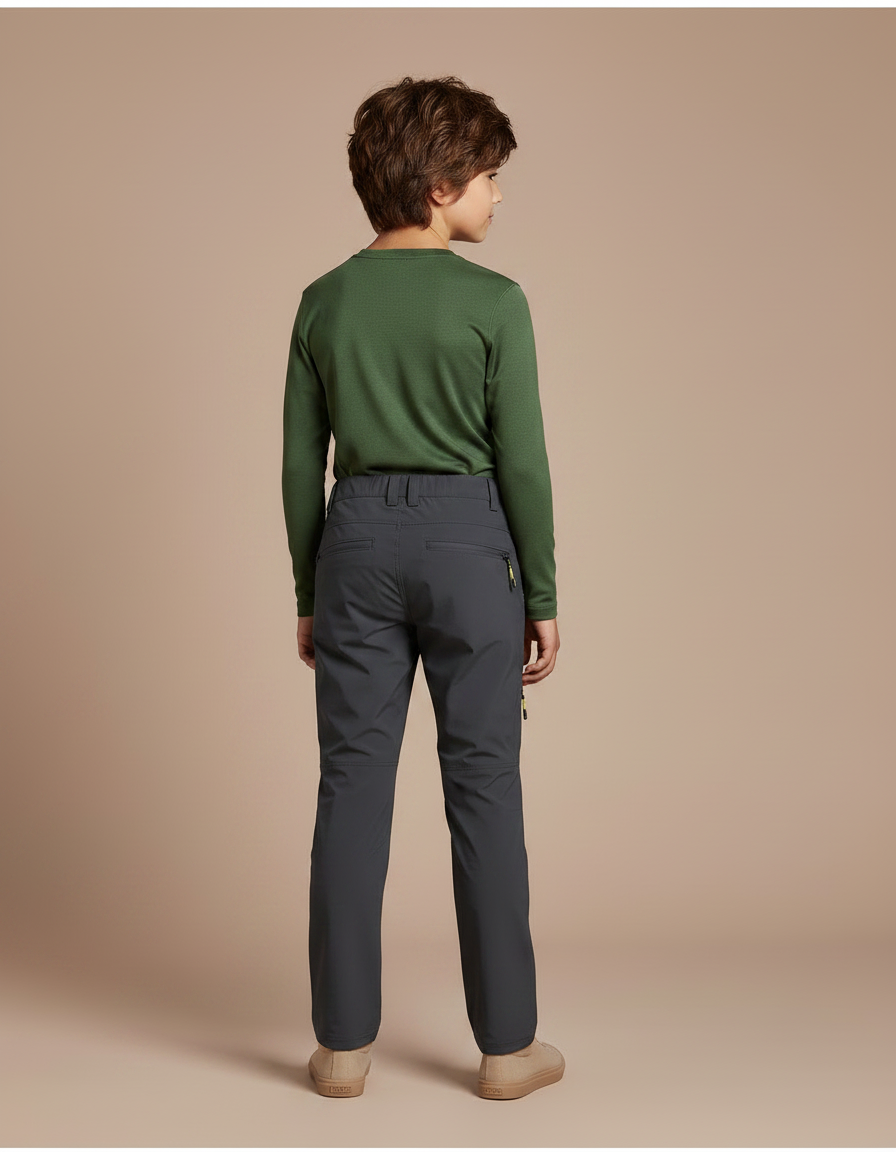 Pantalon Randonnée Gris Coupe Droite Enfant Léger - Polyester - vue 2