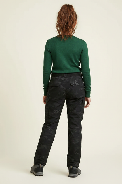 Pantalon Randonnée Camouflage Noir Multipoches Enfant - Polyester - vue 2