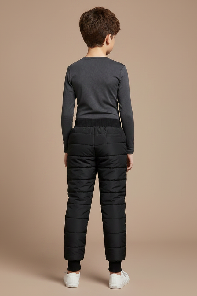 Pantalon Randonnée Noir Enfant Matelassé Hiver Chaud - Polyester - vue 2