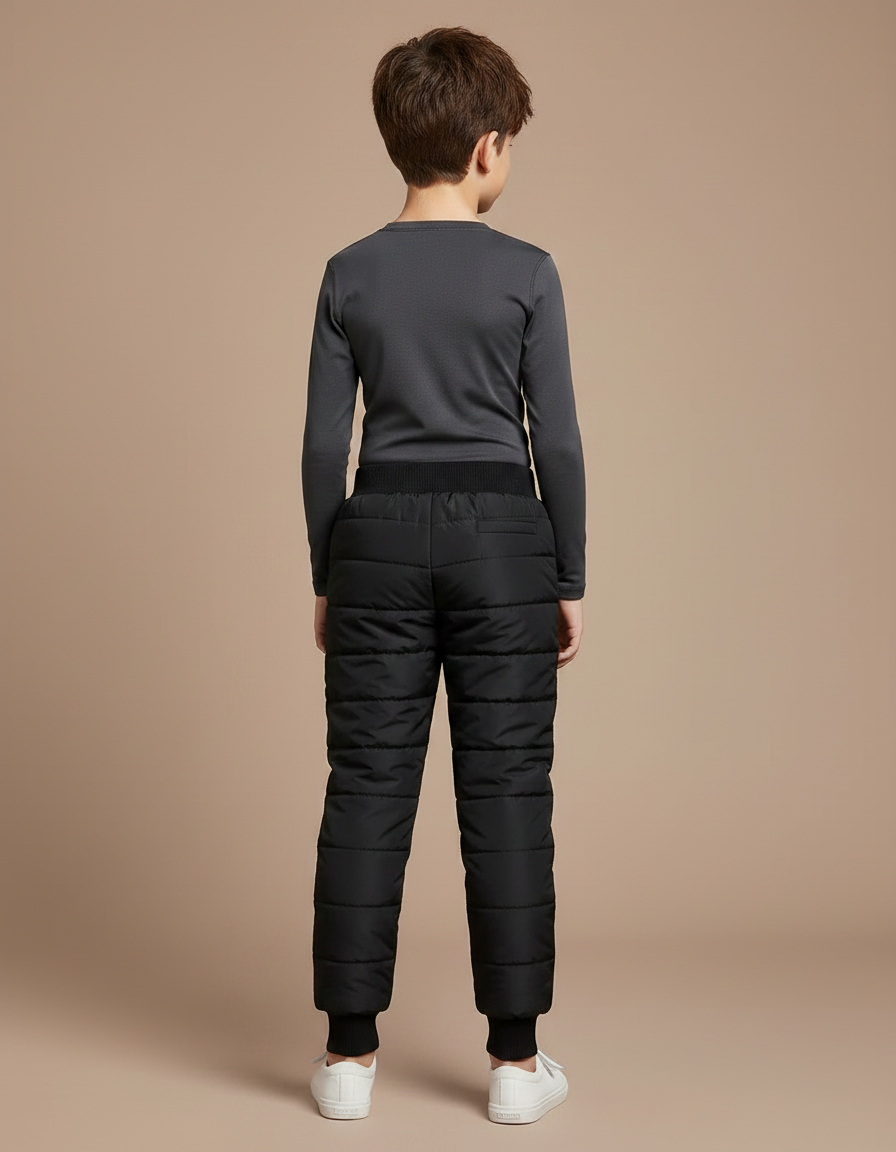 Pantalon Randonnée Noir Enfant Matelassé Hiver Chaud - Polyester - vue 2