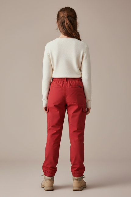 Pantalon Randonnée Rouge Enfant Cargo Robuste Ajusté - Polyester - vue 2
