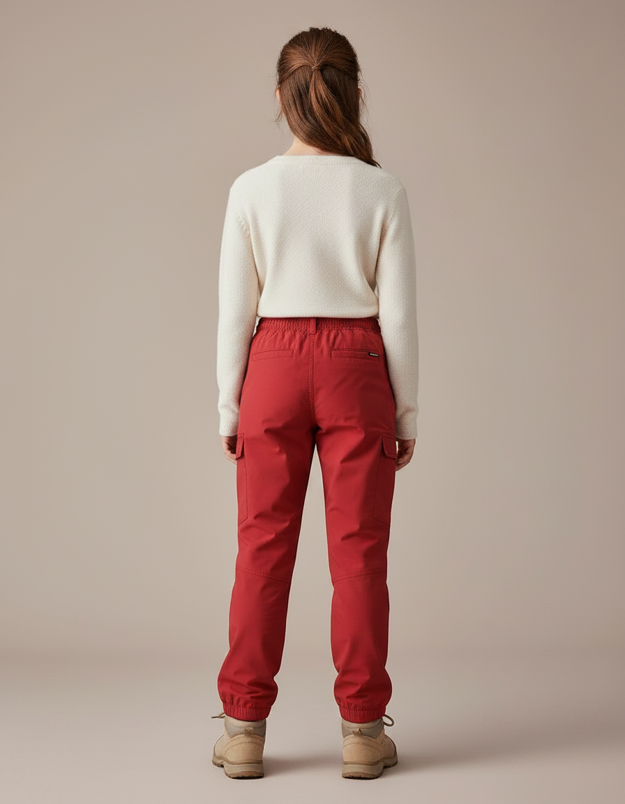 Pantalon Randonnée Rouge Enfant Cargo Robuste Ajusté - Polyester - vue 2