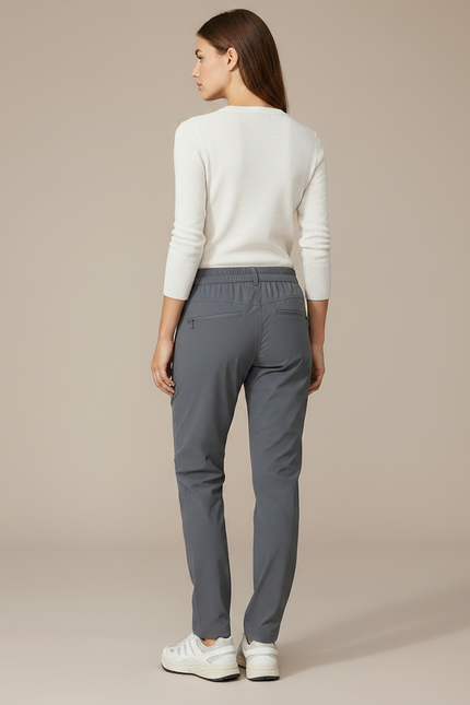 Pantalon Randonnée Femme Gris Coupe Droite Léger - Polyester - vue 2