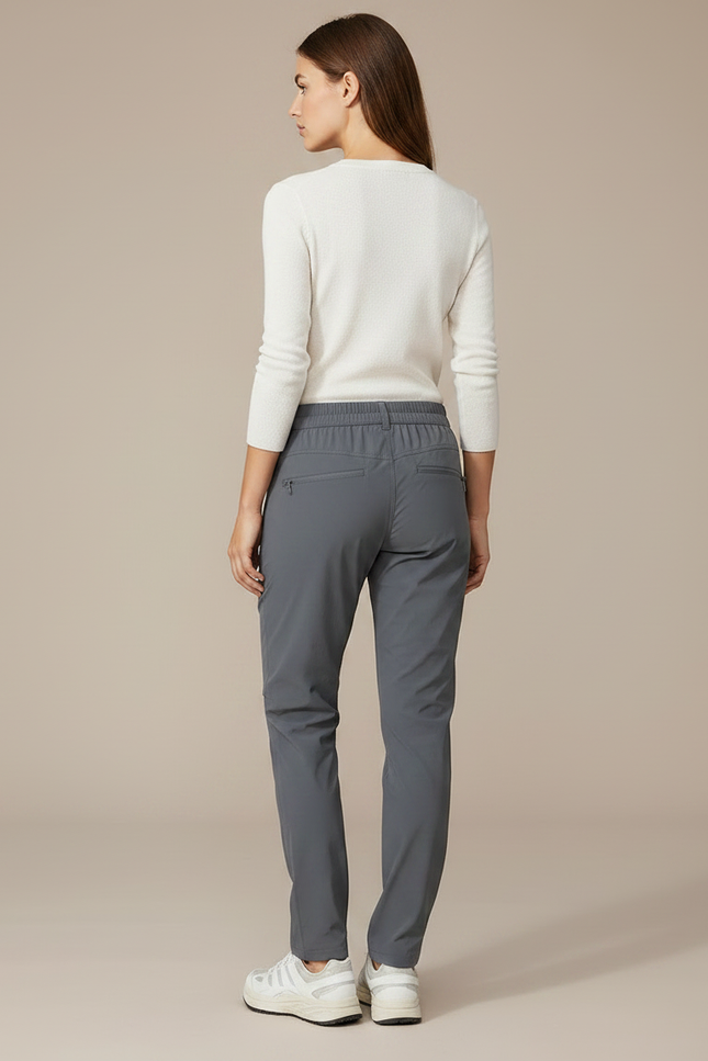 Pantalon Randonnée Femme Gris Coupe Droite Léger - Polyester - vue 2