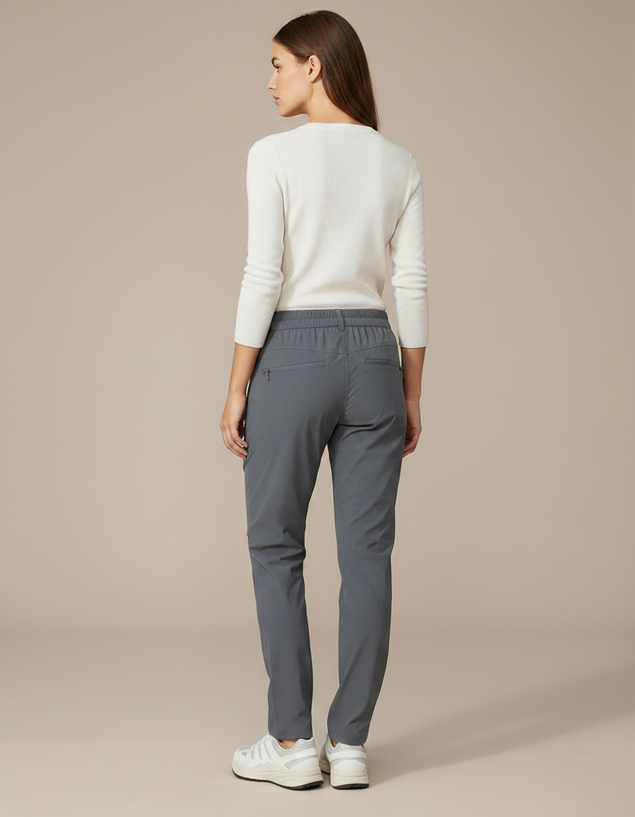 Pantalon Randonnée Femme Gris Coupe Droite Léger - Polyester - vue 2