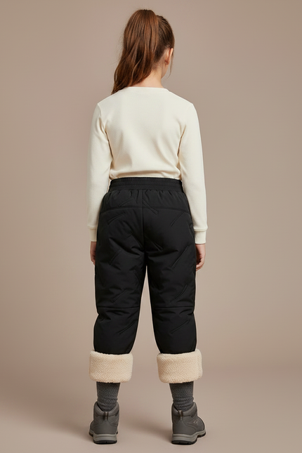Pantalon Randonnée Noir Matelassé Élastique Chaud Enfant - Polyester - vue 2